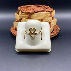 14K Yellow Gold Double Heart Shape Ring